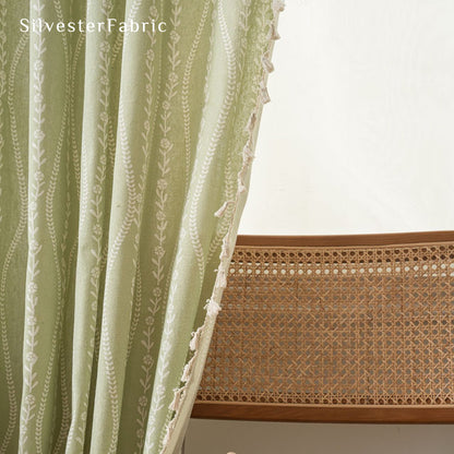Close‑up of Green Stripe Curtain corner