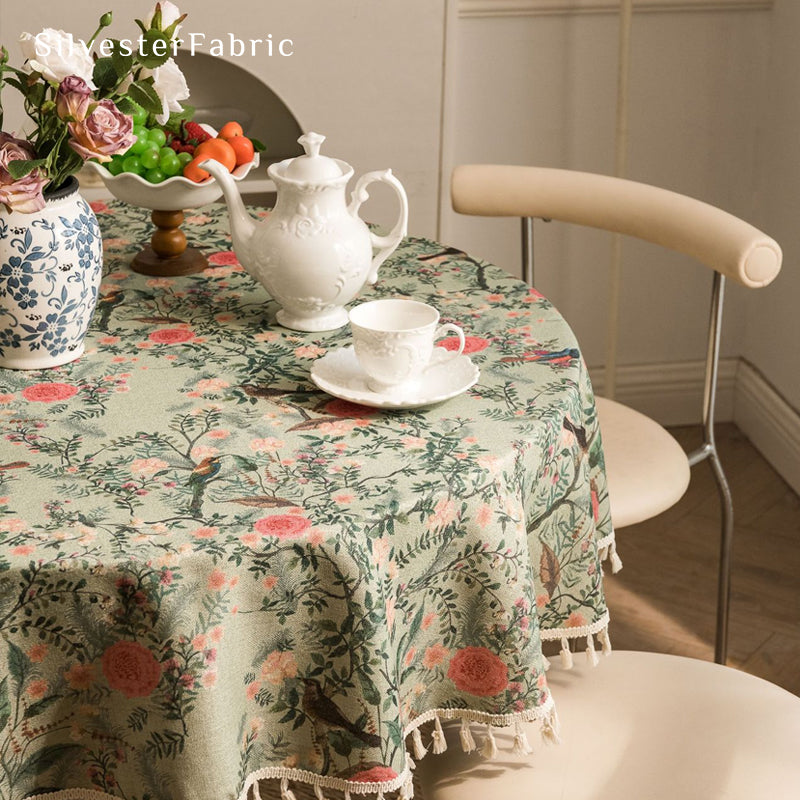 green round  farmhouse  floral tablecloth for everyday dining
