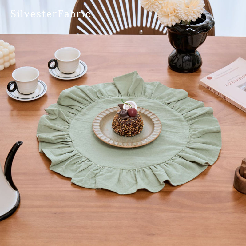 Green Fabric Round Placemats丨Round Placemats丨Fabric Placemats