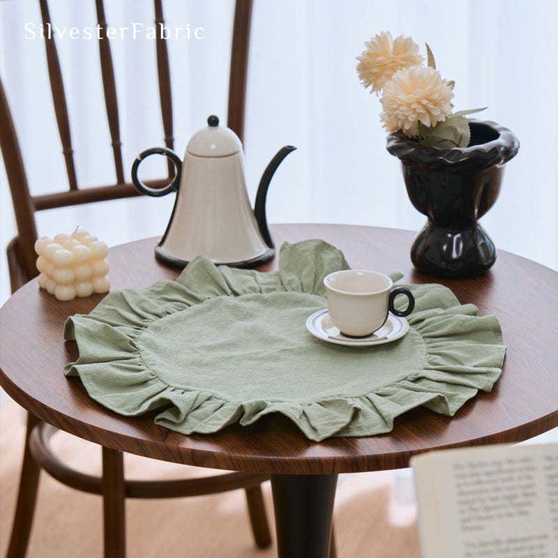 Green Fabric Round Placemats丨Round Placemats丨Fabric Placemats