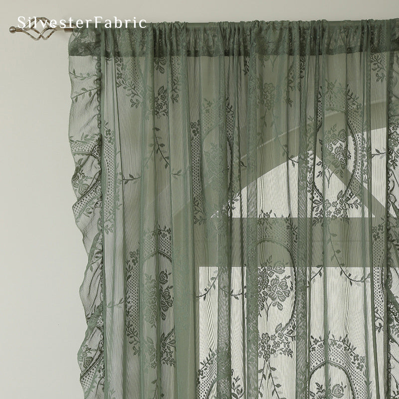 Green Sheer Lace Curtain