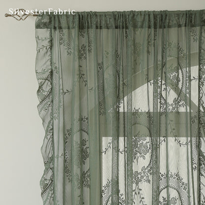 Green Sheer Lace Curtain