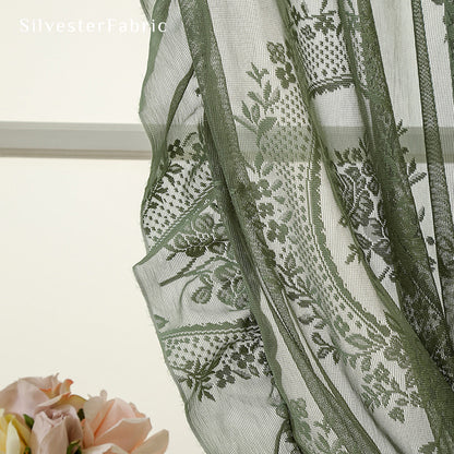 Green Sheer Lace Curtain