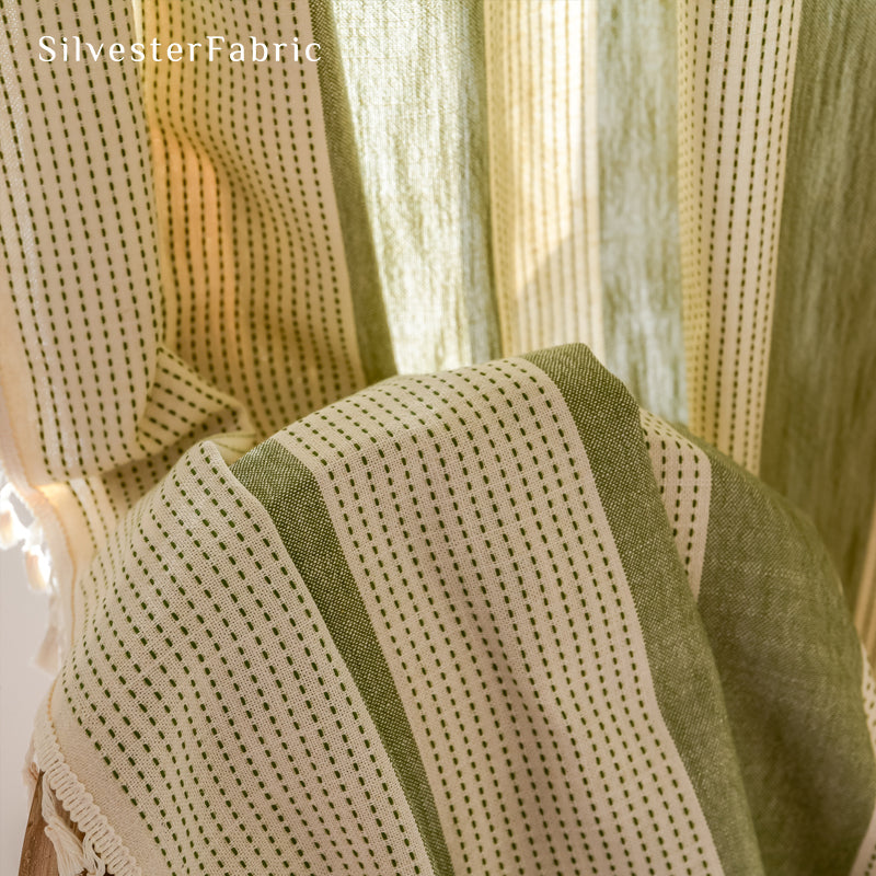 Close‑up of Green curtain corner