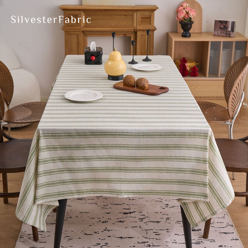 green striped farmhouse tablecloth for everyday dining