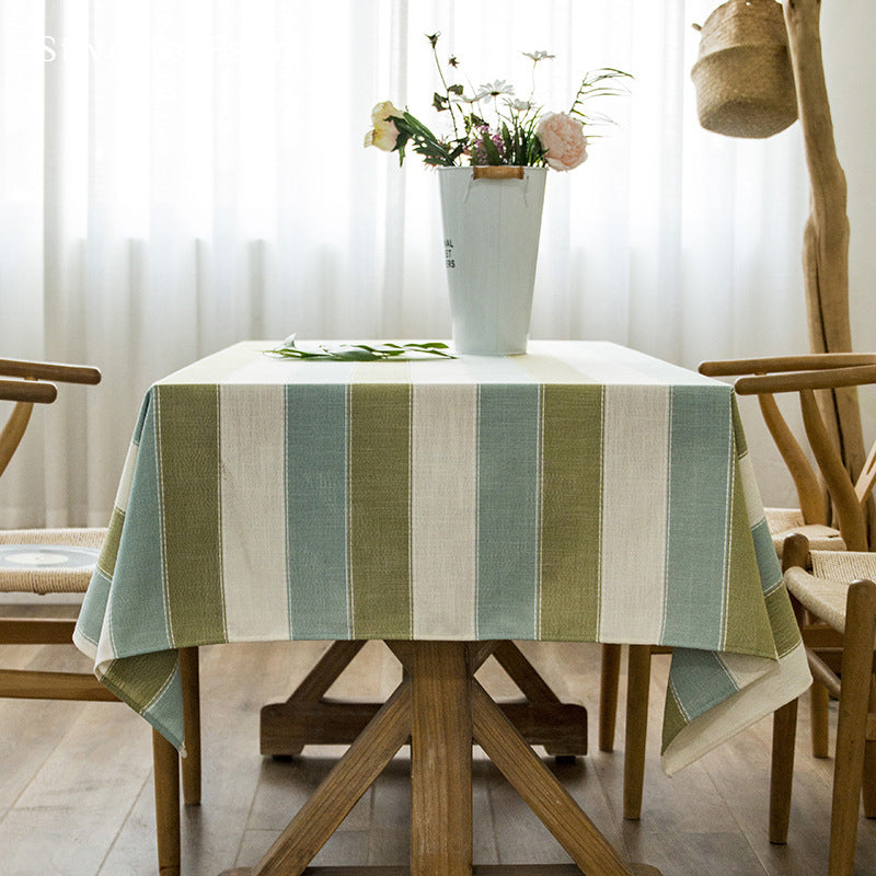 green striped farmhouse tablecloth for everyday dining