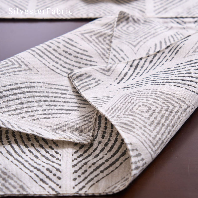 grey textured farmhouse placemats fabric close-up