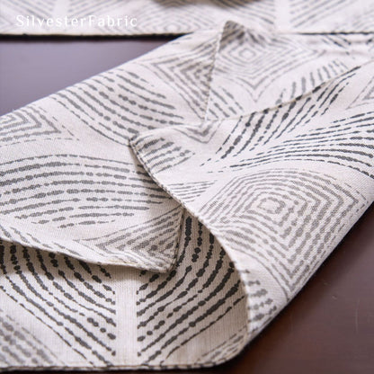 grey textured farmhouse placemats fabric close-up