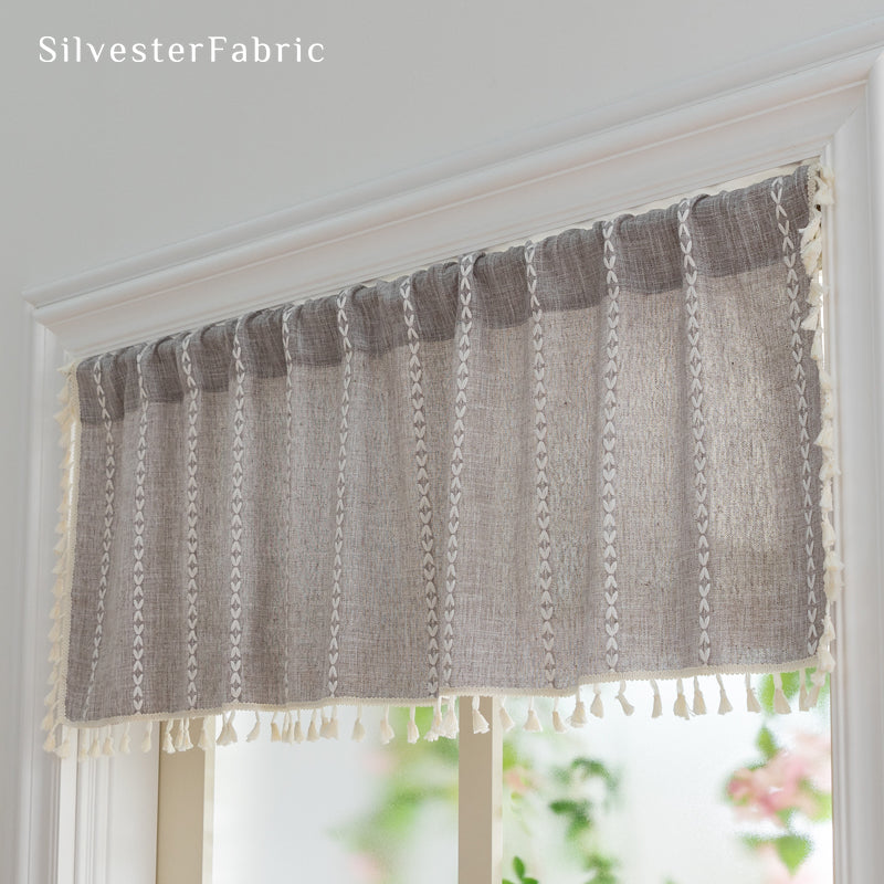 Close‑up of  Grey French Cafe Curtain