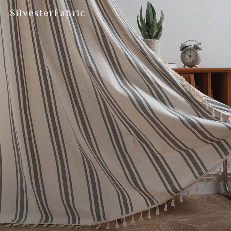 Close‑up of Grey Striped Curtain corner