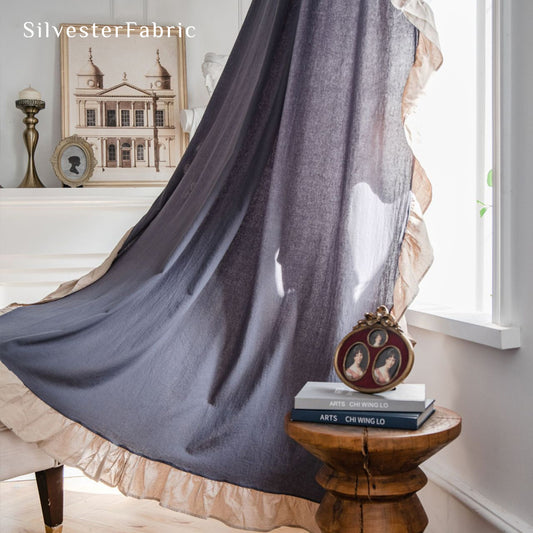 grey french cotton curtain for living room