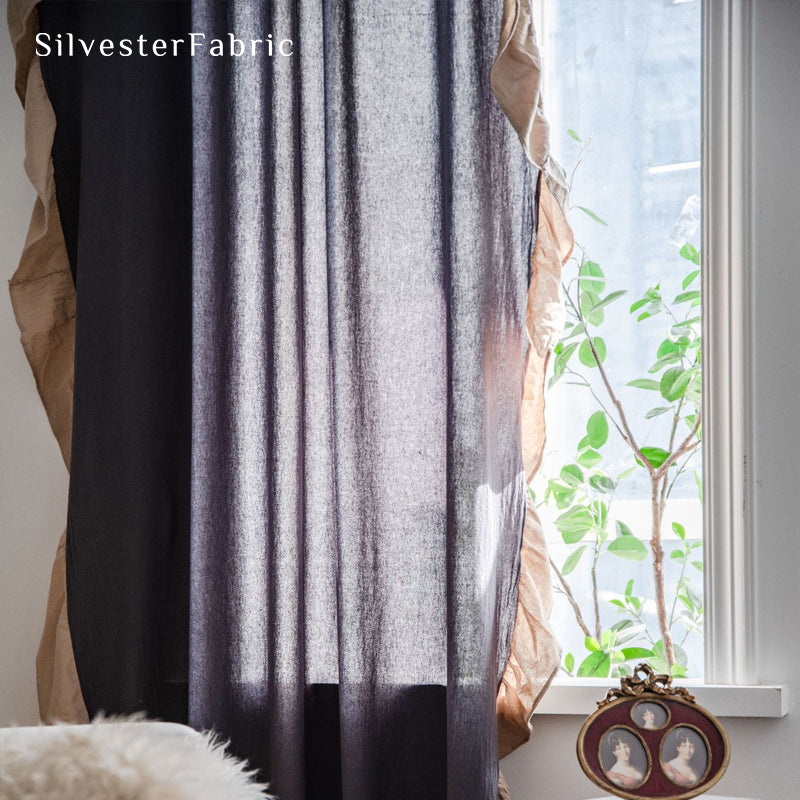 grey french cotton curtain panel
