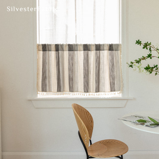 Grey Block Cafe Curtain