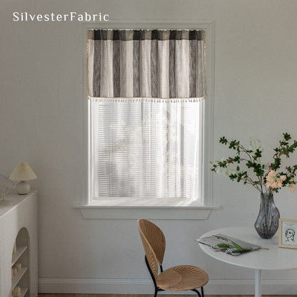 Close‑up of Grey Striped Block Cafe Curtain 
