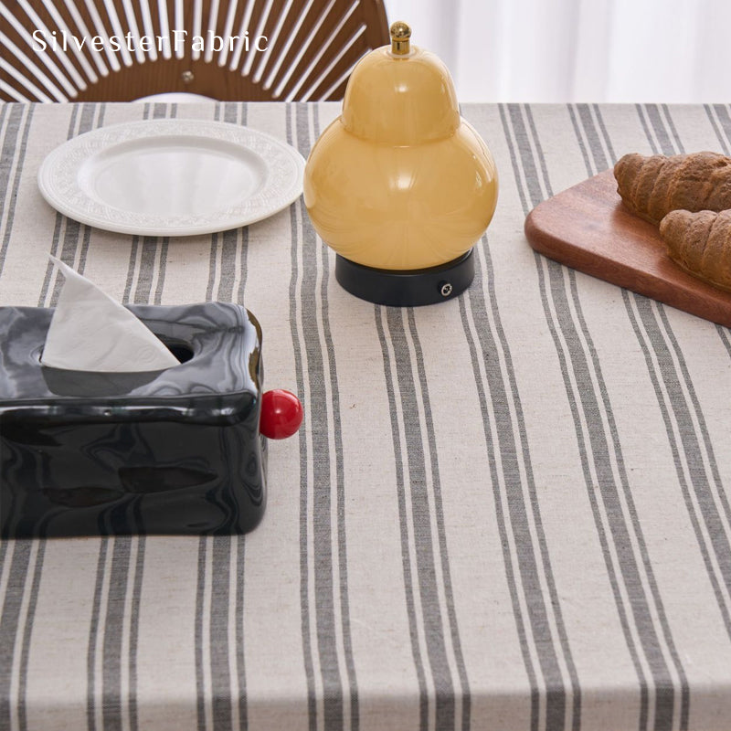 grey striped farmhouse tablecloth for everyday dining