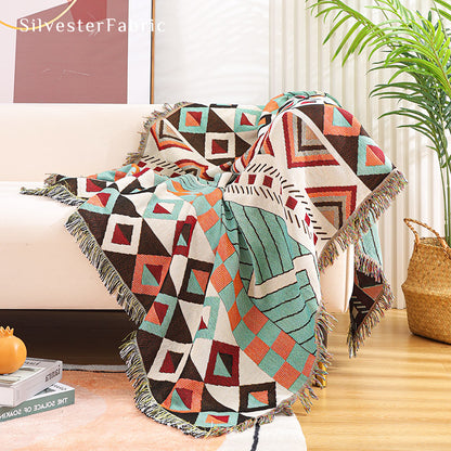 geometric modern throw blanket on sofa