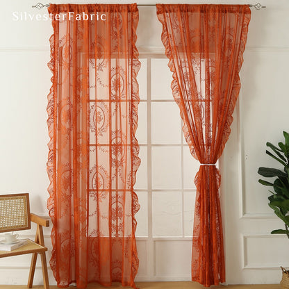 Orange Sheer Lace Curtain