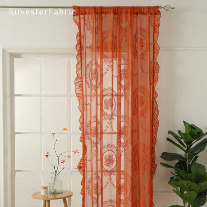 Orange Sheer Lace Curtain