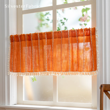 Close‑up of Orange French Cafe Curtain corner