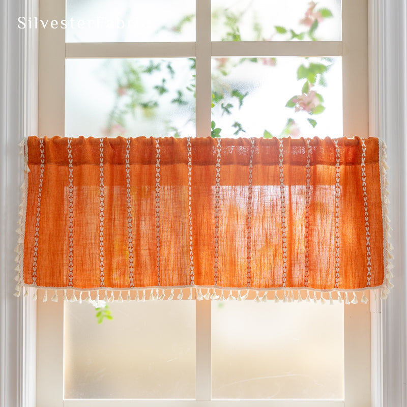 Close‑up of Orange Cafe Curtain corner