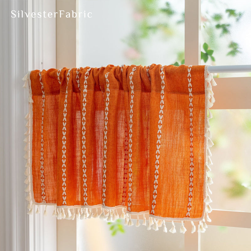 Close‑up of Orange French Cafe Curtain