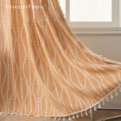 Orange Farmhouse Stripe Curtain