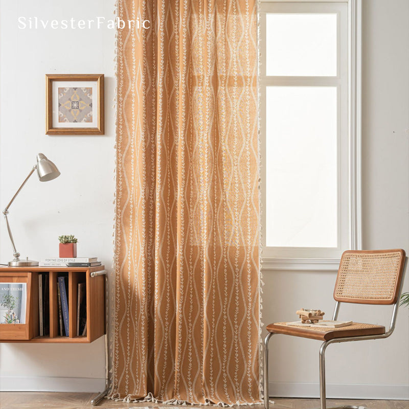 Orange Farmhouse Stripe Curtain