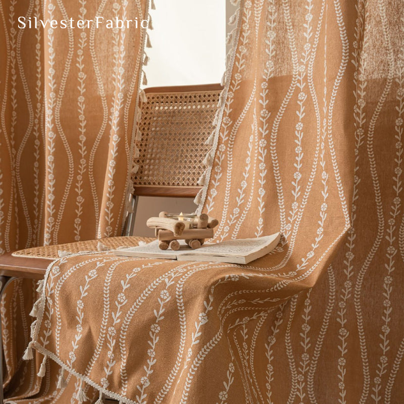 Orange Farmhouse Stripe Curtain