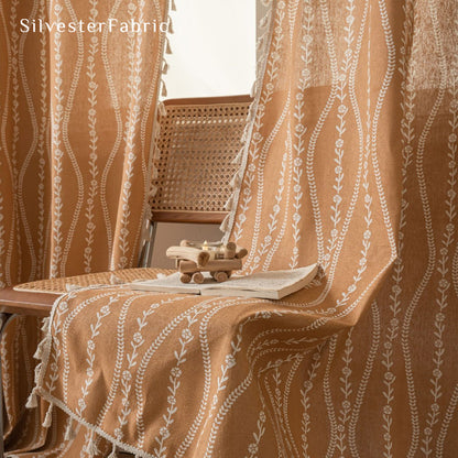 Orange Farmhouse Stripe Curtain