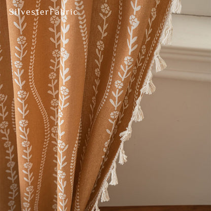 Orange Farmhouse Stripe Curtain