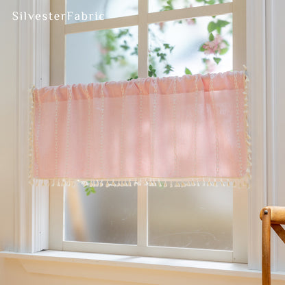 Close‑up of Pink French Cafe Curtain corner