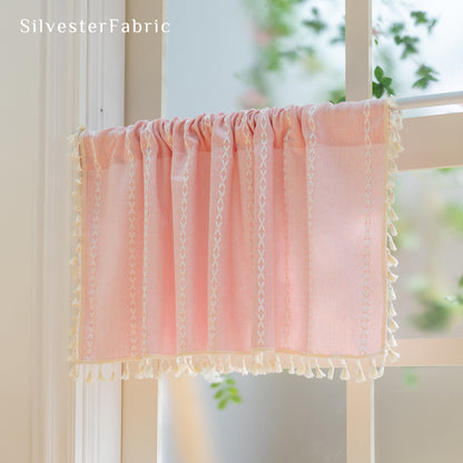 Close‑up of Pink French Cafe Curtain