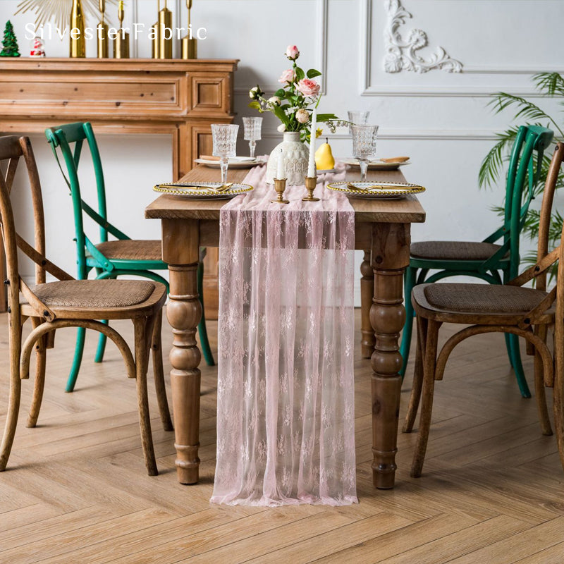 pink lace table runner for everyday dining