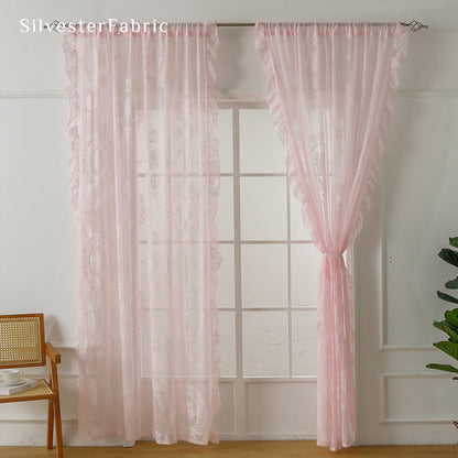 Pink Sheer Lace Curtain