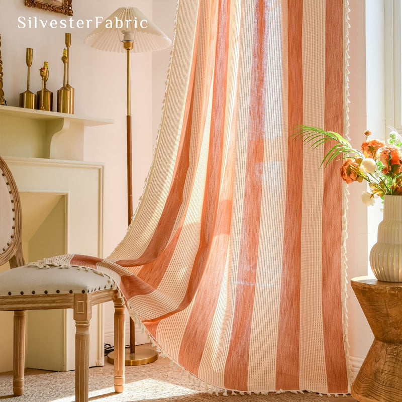 Close‑up of Pink Striped Curtain corner