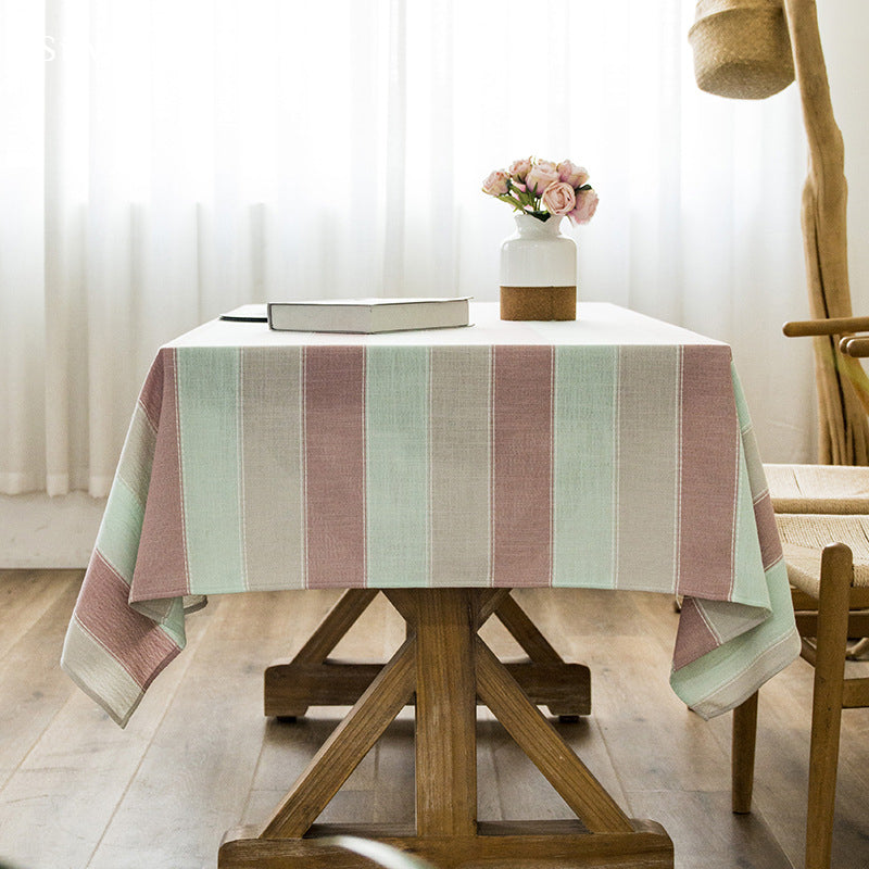 pink striped farmhouse tablecloth for everyday dining