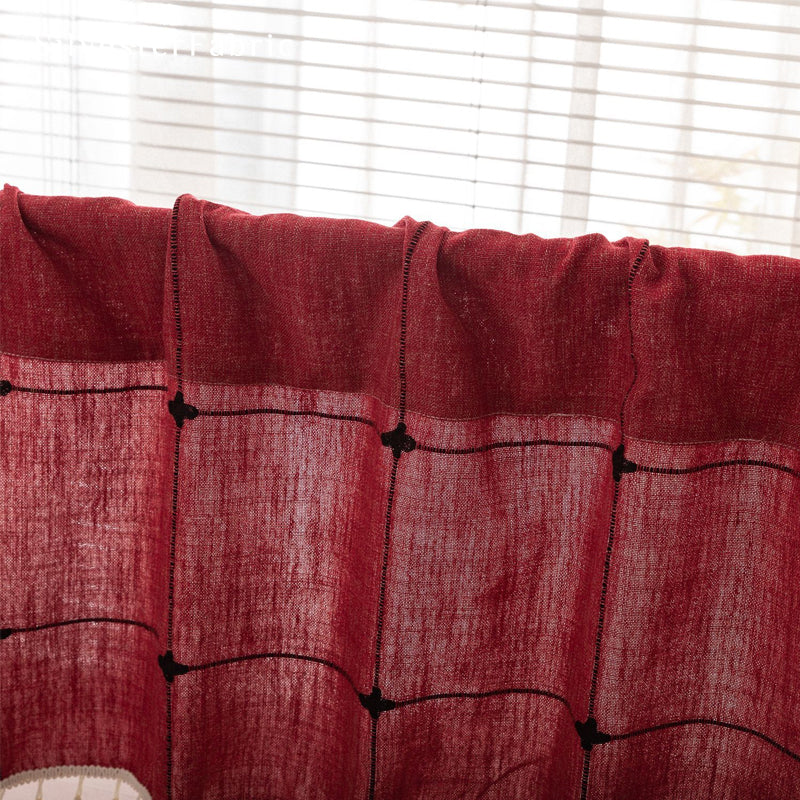 Close‑up of Red Cafe Curtain 