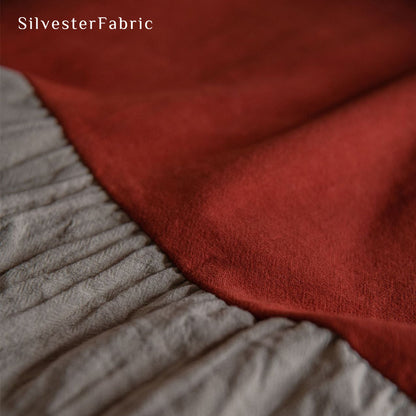 red french cotton curtain fabric close-up