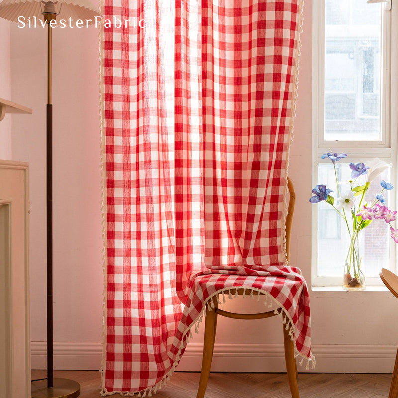 Close‑up of Plaid Curtain corner
