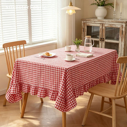 Red Plaid Farmhouse Tablecloth