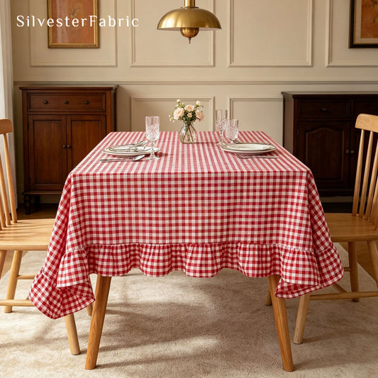 Red Plaid Farmhouse Tablecloth
