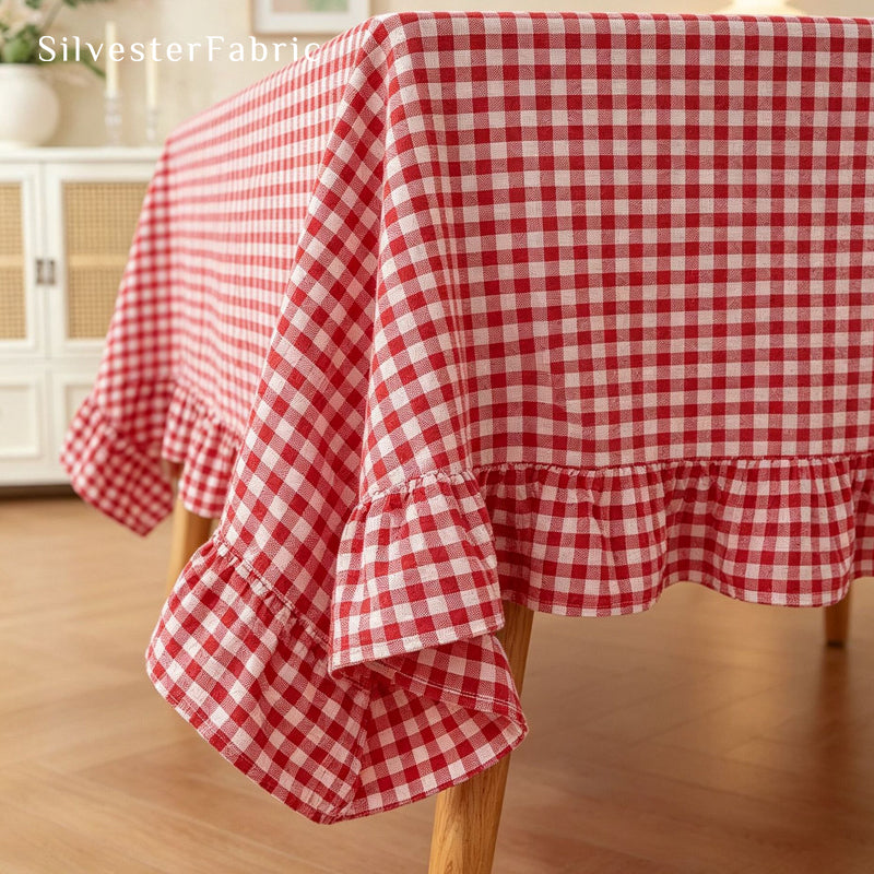 Red Plaid Farmhouse Tablecloth