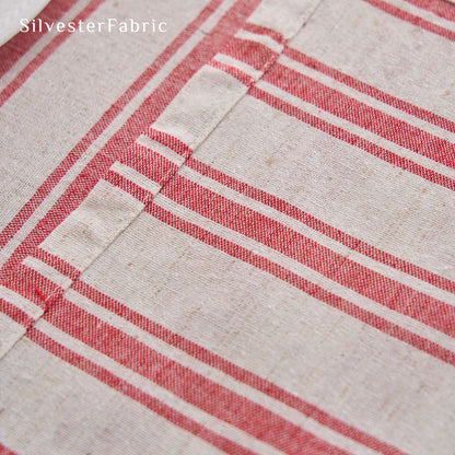 red striped farmhouse tablecloth fabric close-up
