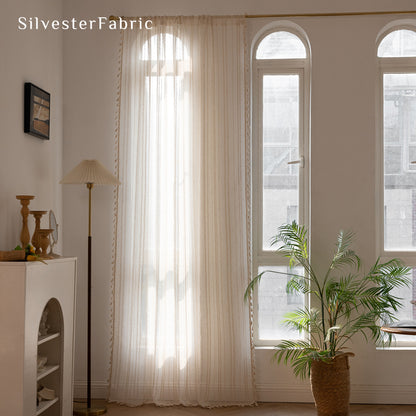 Beiges Striped Sheer Curtains丨Sheer Curtains丨Striped Curtains
