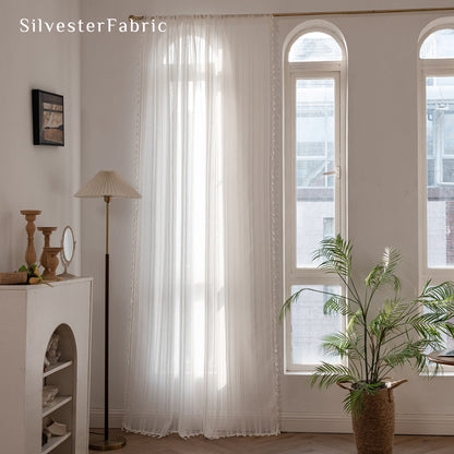 White Striped Sheer Curtain