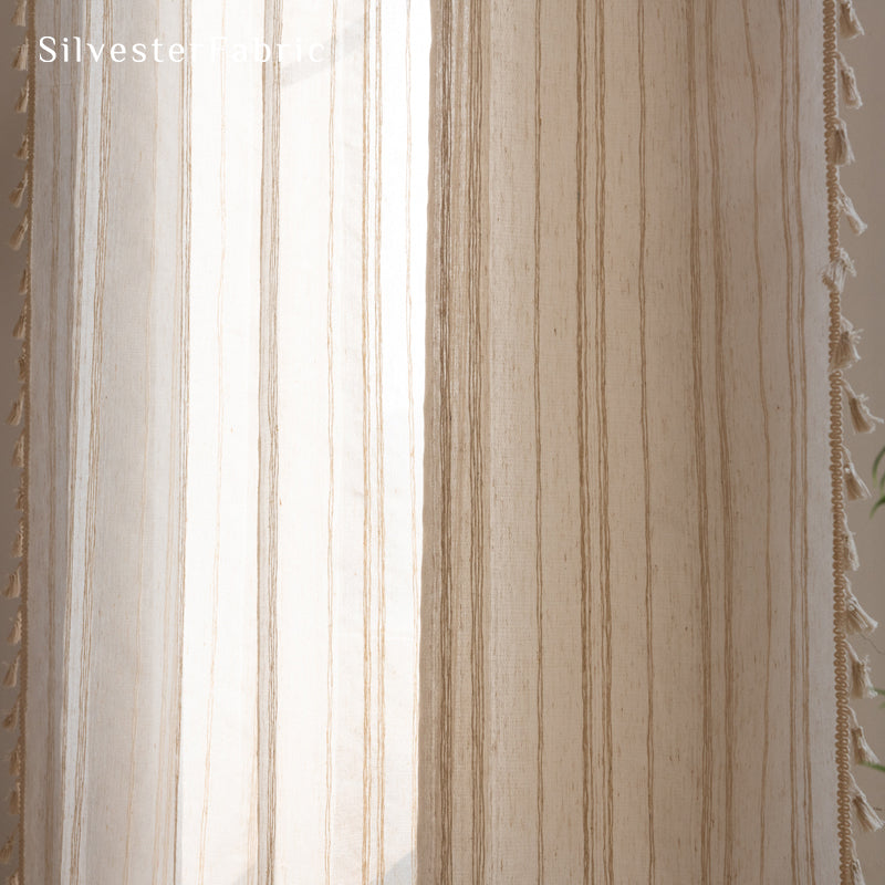 Beiges Striped Sheer Curtains丨Sheer Curtains丨Striped Curtains