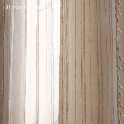 Beiges Striped Sheer Curtains丨Sheer Curtains丨Striped Curtains