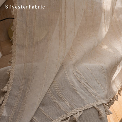 Beiges Striped Sheer Curtains丨Sheer Curtains丨Striped Curtains