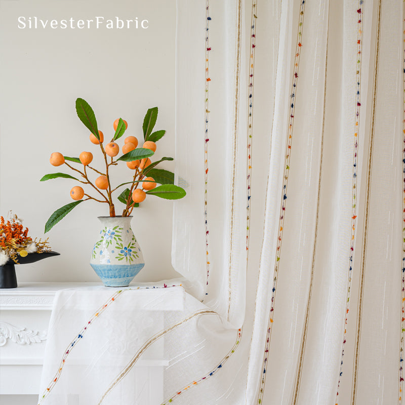 Close‑up of White French Sheer Curtain corner