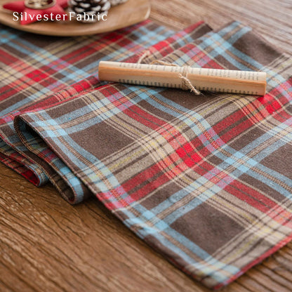 brown Christmas table runner edge stitching detail